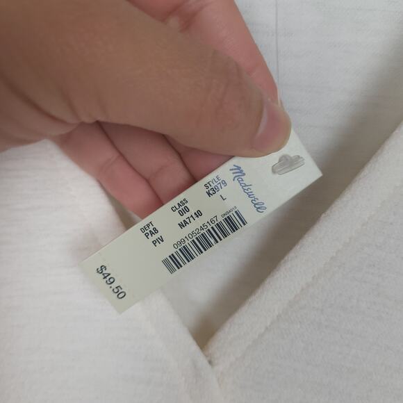 Madewell Texture & Thread Women's Crepe Wrap Crop Top Sz Large Long Sleeve Cream - Picture 8 of 14